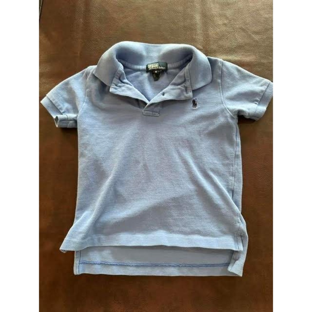 Polo Ralph Lauren Kids Light Blue Cotton Pique Short Sleeve Polo Shirt Size 4